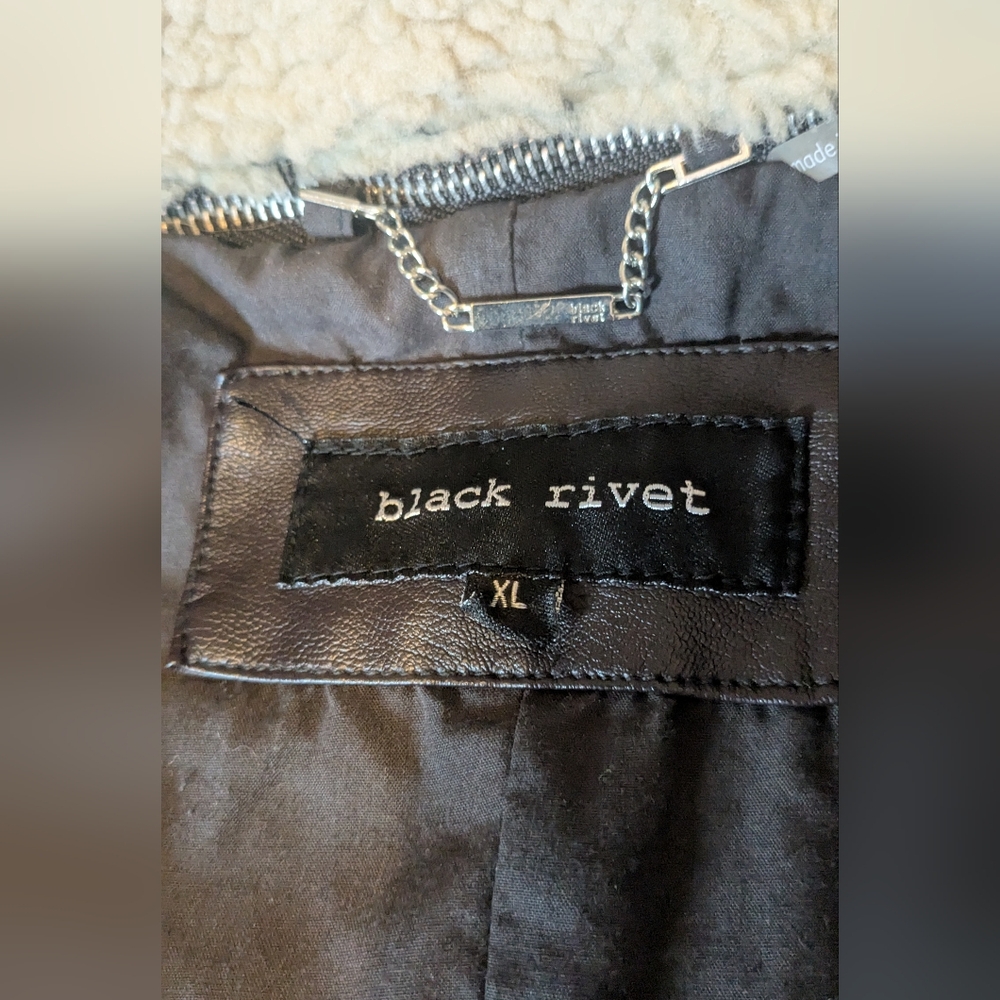Black Rivet Bomber Jacket - image 6